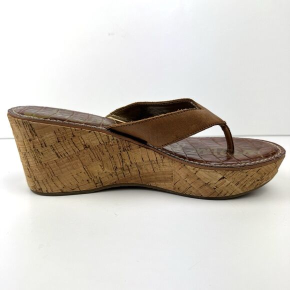 Sam Edelman Cogac Leather Platform Wedge Hippy Boho Cork Sandals, Sz. 7 - Picture 2 of 14